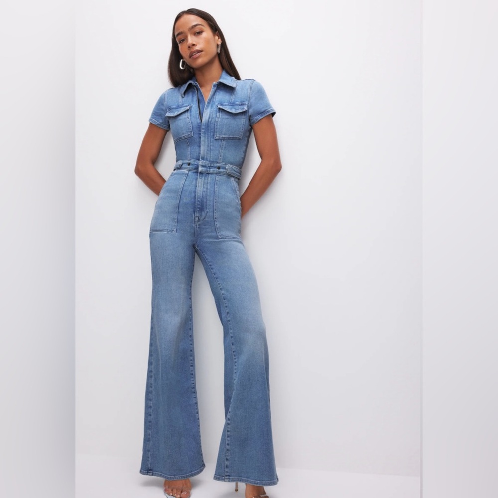 Good American Blue Denim Jumpsuit